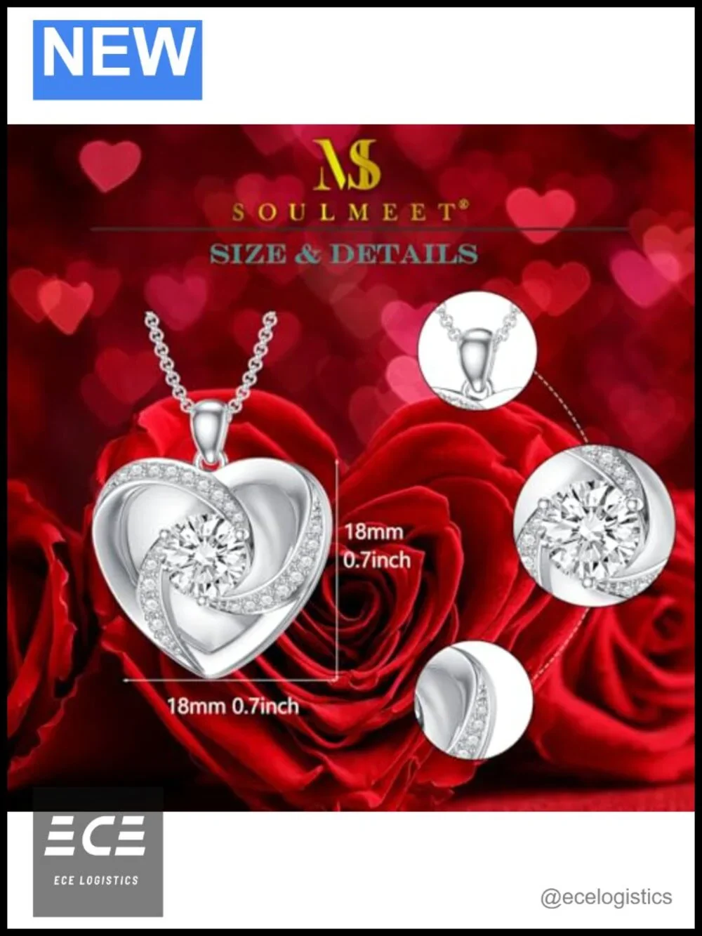 10k White Gold 1ct Moissanite Photo Locket Necklace Adjustable Chain
